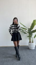 Olippe Baklava Desen Hırka- Siyah - Görsel 3