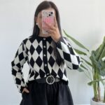 Olippe Baklava Desen Hırka- Siyah