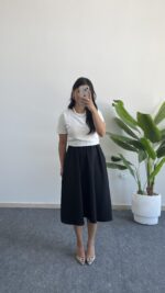 Oliya Takım Görünümlü Elbise - Siyah-Beyaz - Görsel 4