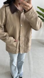 Ortis Kadife Yaka Detaylı Oversize Ceket - Sütlü Kahve - Görsel 5