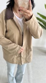 Ortis Kadife Yaka Detaylı Oversize Ceket - Sütlü Kahve - Görsel 2