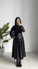 Oslo Kemerli Elbise - Siyah - Görsel 2