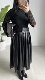 Oslo Kemerli Elbise - Siyah - Görsel 4