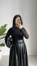 Oslo Kemerli Elbise - Siyah - Görsel 3