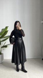 Oslo Kemerli Elbise - Siyah - Görsel 5