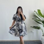 Otia Kemerli Viskon Elbise - Siyah