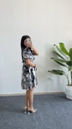 Otia Kemerli Viskon Elbise - Siyah - Görsel 6