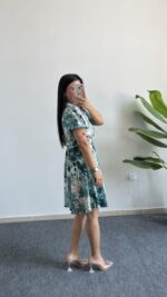 Otia Kemerli Viskon Elbise - Yeşil - Görsel 7