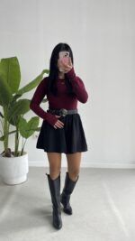 Oysho Parmak Geçmeli Body - Bordo