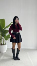 Oysho Parmak Geçmeli Body - Bordo - Görsel 8