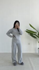 Palton Selanik İkili Takım - Gri