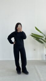 Palton Selanik İkili Takım - Siyah