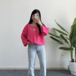 Pamira Gold Düğmeli Asansör Kol Oversize Gömlek - Pembe