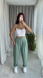 Parla Mint Yeşili Şalvar Pantolon - Görsel 4