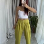 Parla Yağ Yeşili Şalvar Pantolon