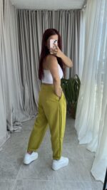 Parla Yağ Yeşili Şalvar Pantolon - Görsel 7