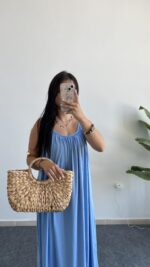 Parteo Askılı Salaş Elbise - Mavi - Görsel 3