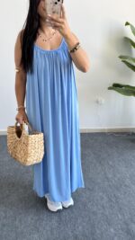 Parteo Askılı Salaş Elbise - Mavi - Görsel 9