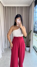 Pembe Bol Paça Palazzo Pantolon - Görsel 2