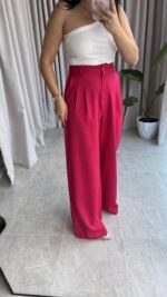 Pembe Bol Paça Palazzo Pantolon - Görsel 6