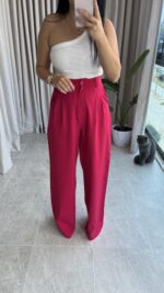 Pembe Bol Paça Palazzo Pantolon - Görsel 5