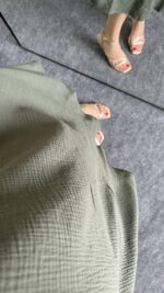 Pera %100 Pamuk Asimetrik Sihirli Elbise - Haki - Görsel 8