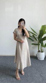 Pera %100 Pamuk Asimetrik Sihirli Elbise- Taş