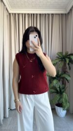 Perla Fiyonklu Süveter (Bordo)