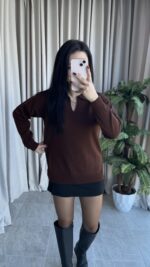 Polo Yaka Kahve Triko - Görsel 6