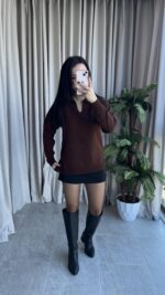 Polo Yaka Kahve Triko - Görsel 2