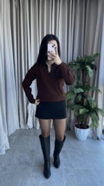 Polo Yaka Kahve Triko - Görsel 7