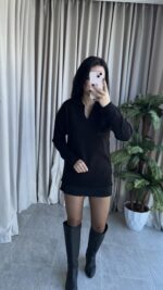 Polo Yaka Siyah Triko - Görsel 5