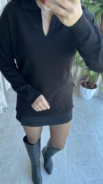 Polo Yaka Siyah Triko - Görsel 3