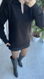 Polo Yaka Siyah Triko - Görsel 7