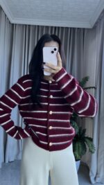 Pomel Sakallı Bordo Hırka - Görsel 2