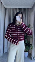 Pomel Sakallı Bordo Hırka - Görsel 8