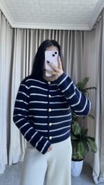 Pomel Sakallı Lacivert Hırka - Görsel 7