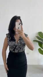 Pul Payet Kruvaze Anvelop Elbise - Gümüş - Görsel 5