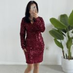 Pul Payet Kruvaze Elbise - Bordo