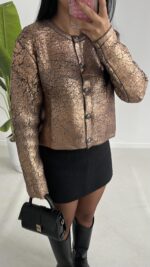 QU Premium Kalite Bakır Varaklı Hırka - Görsel 4