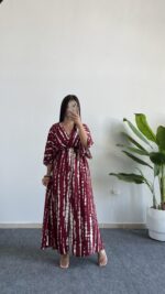 Ronda Kruvaze Viskon Elbise - Bordo - Görsel 3