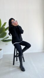 Saç Örgü Siyah Kazak - Görsel 10