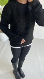 Saç Örgü Siyah Kazak - Görsel 5