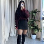 Sakallı Leopar Desen Bordo Kazak