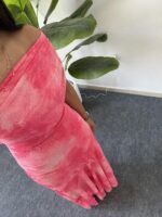 Sandes Tek Omuz Batik Desenli Kruvaze Tül Elbise - Pembe - Görsel 7