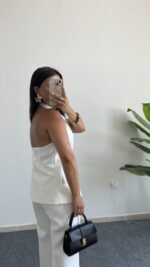 Sandra Boyundan Geçmeli Yelek Pantolon Takım - Beyaz - Görsel 5