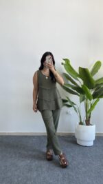 Sare Pamuk İkili Takım - Haki - Görsel 7