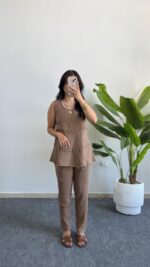 Sare Pamuk İkili Takım - Kahve - Görsel 8