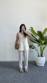 Sare Pamuk İkili Takım - Taş - Görsel 5