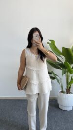 Sare Pamuk İkili Takım - Taş - Görsel 6